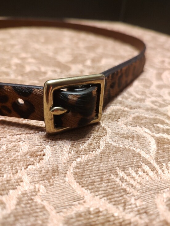 ???Exotic Vtg Leopard Print Genuine Bonded Leather Cow Hair Belt - XL main image 11